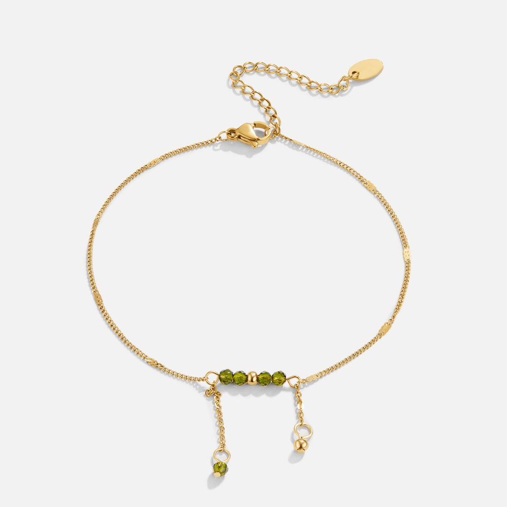 Arizona Green Bead Tassel Anklet - Beautiful Earth Boutique