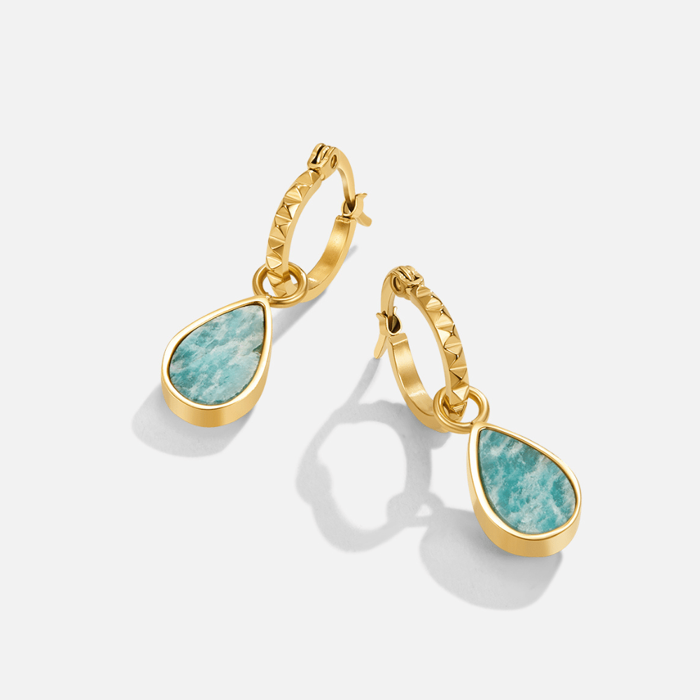 Astoria Green Stone Hoop Earrings - Beautiful Earth Boutique