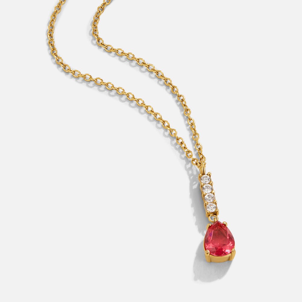 Crystal Ruby Teardrop Necklace - Beautiful Earth Boutique