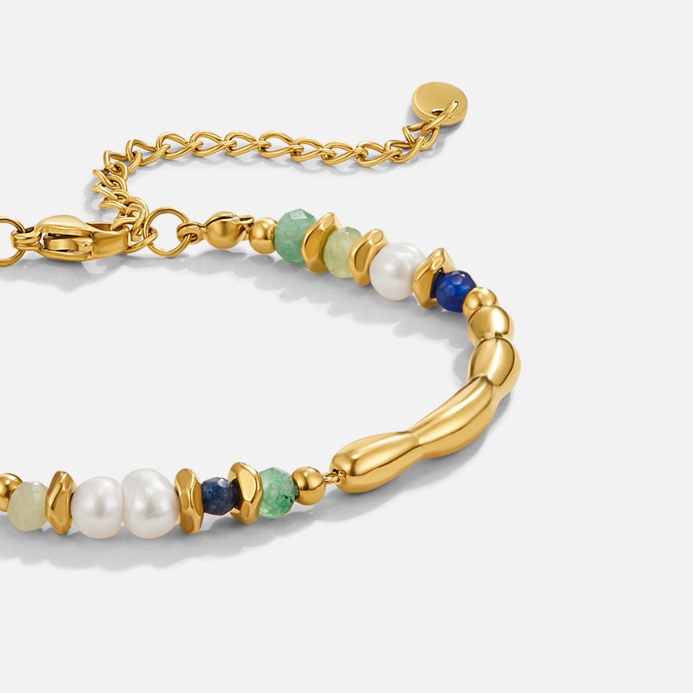 Freshwater Pearl & Malachite Beaded Bracelet - Beautiful Earth Boutique