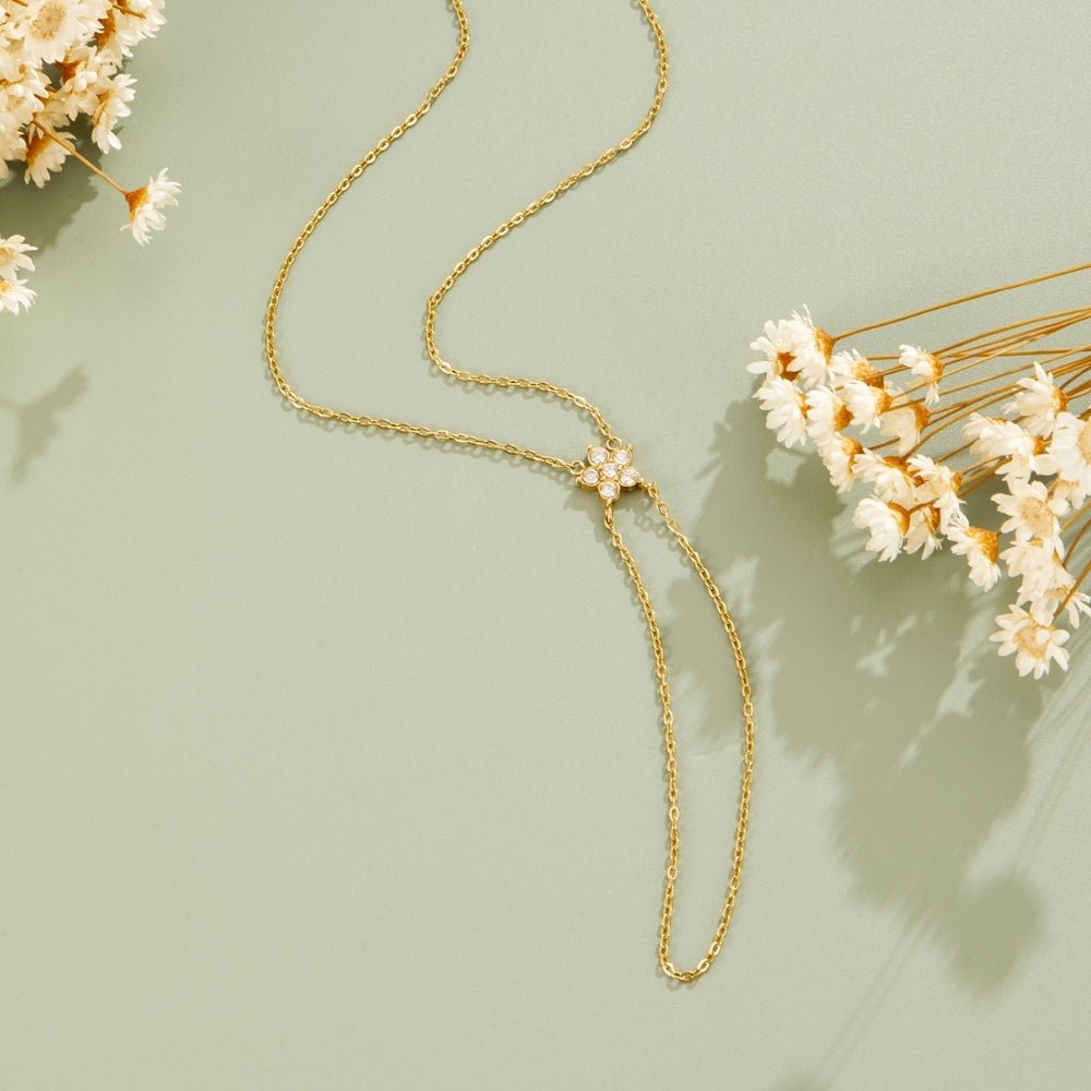 Gold & Crystal Bloom Lariat Bracelet - Beautiful Earth Boutique