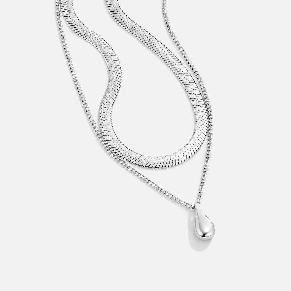 Layered Silver Bella Teardrop Necklace - Beautiful Earth Boutique