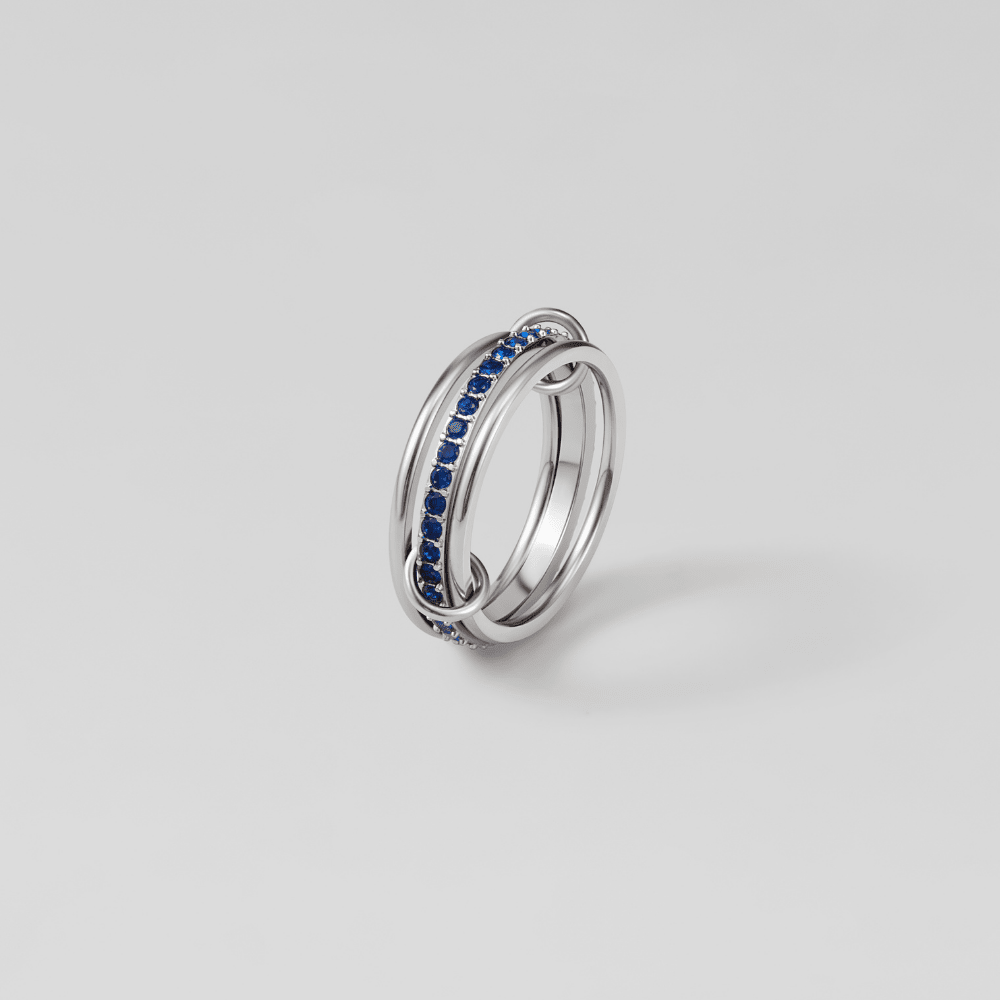 Silver Layered Kaili Blue Crystal Ring - Beautiful Earth Boutique