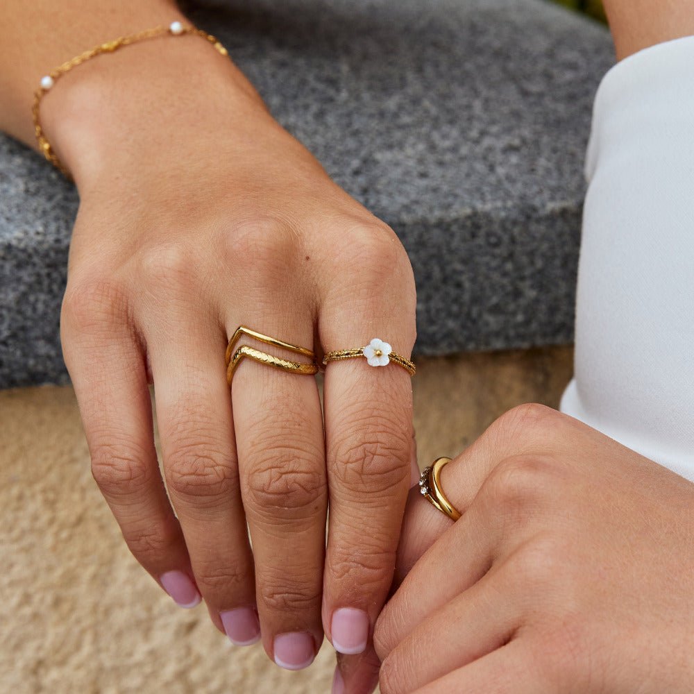 White Petal Shell Ring - Beautiful Earth Boutique
