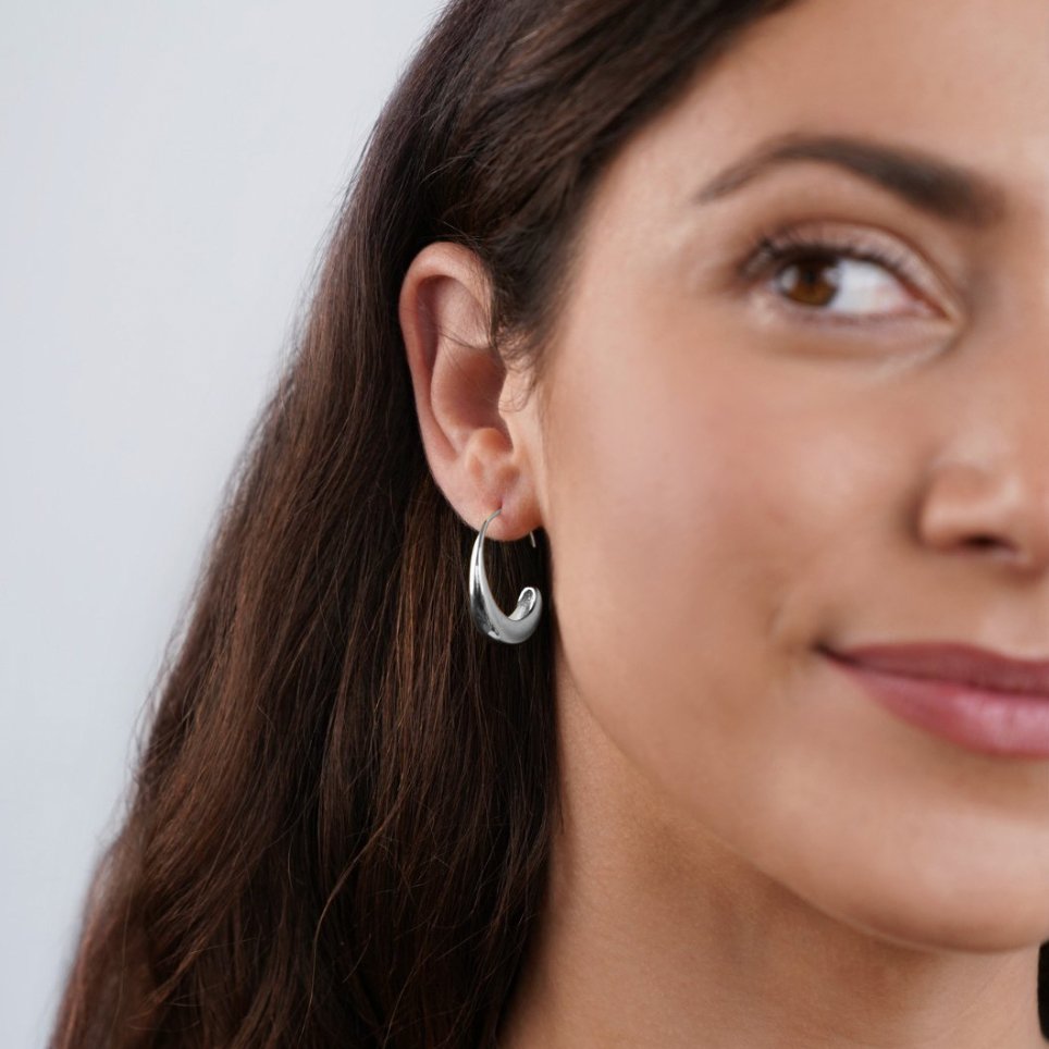 Classic Silver Drop Hoop Earrings - Beautiful Earth Boutique