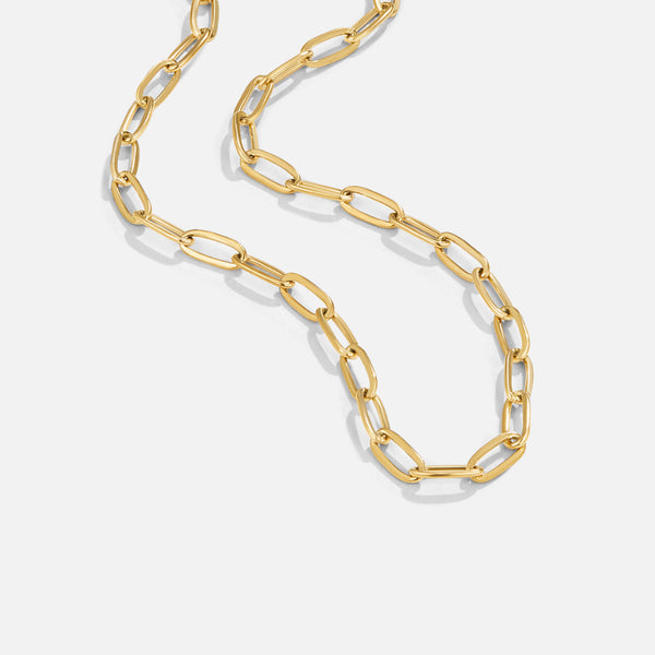 18K Gold Paperclip Charm Necklace