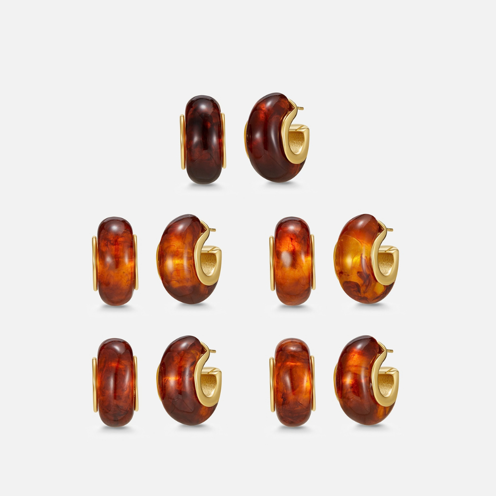 Amber Gold Hoop Earrings