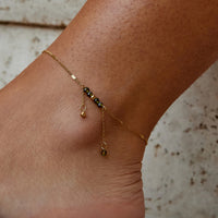 Arizona Green Bead Tassel Anklet - Beautiful Earth Boutique