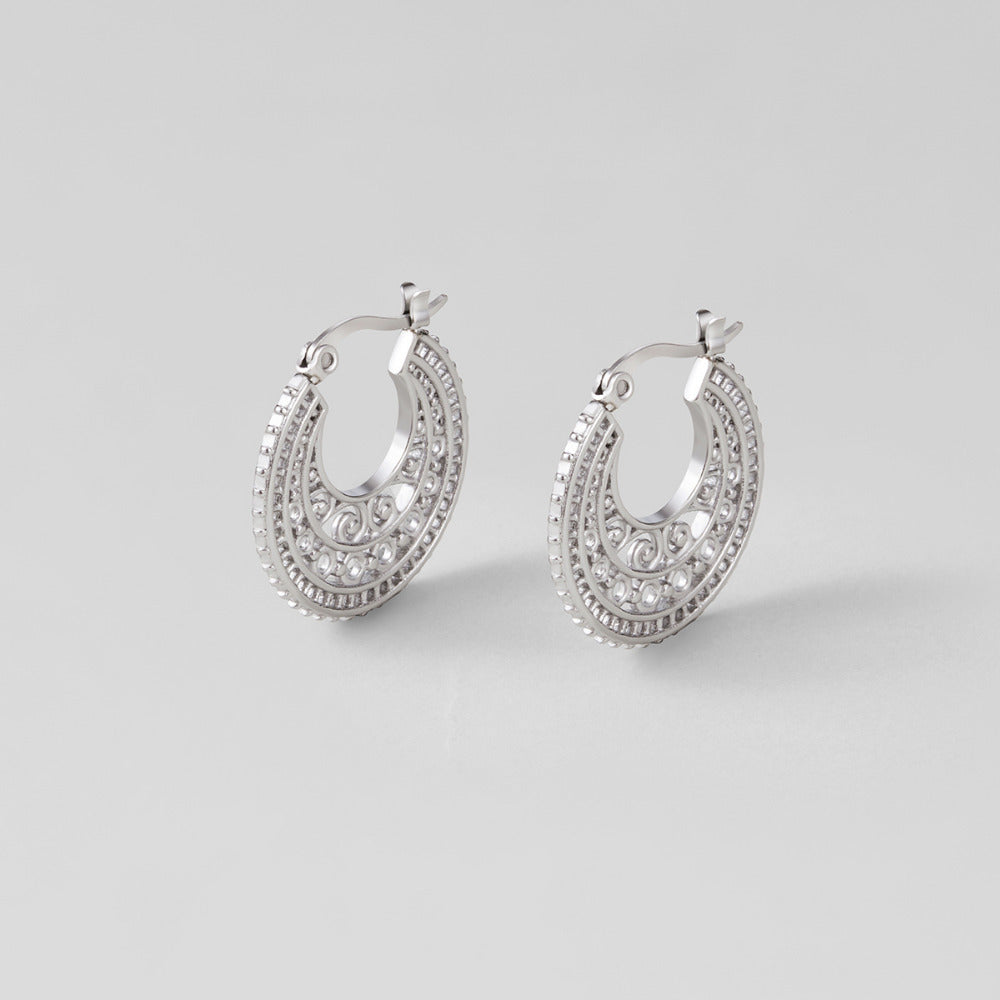 Boho Chic Silver Hoop Earrings