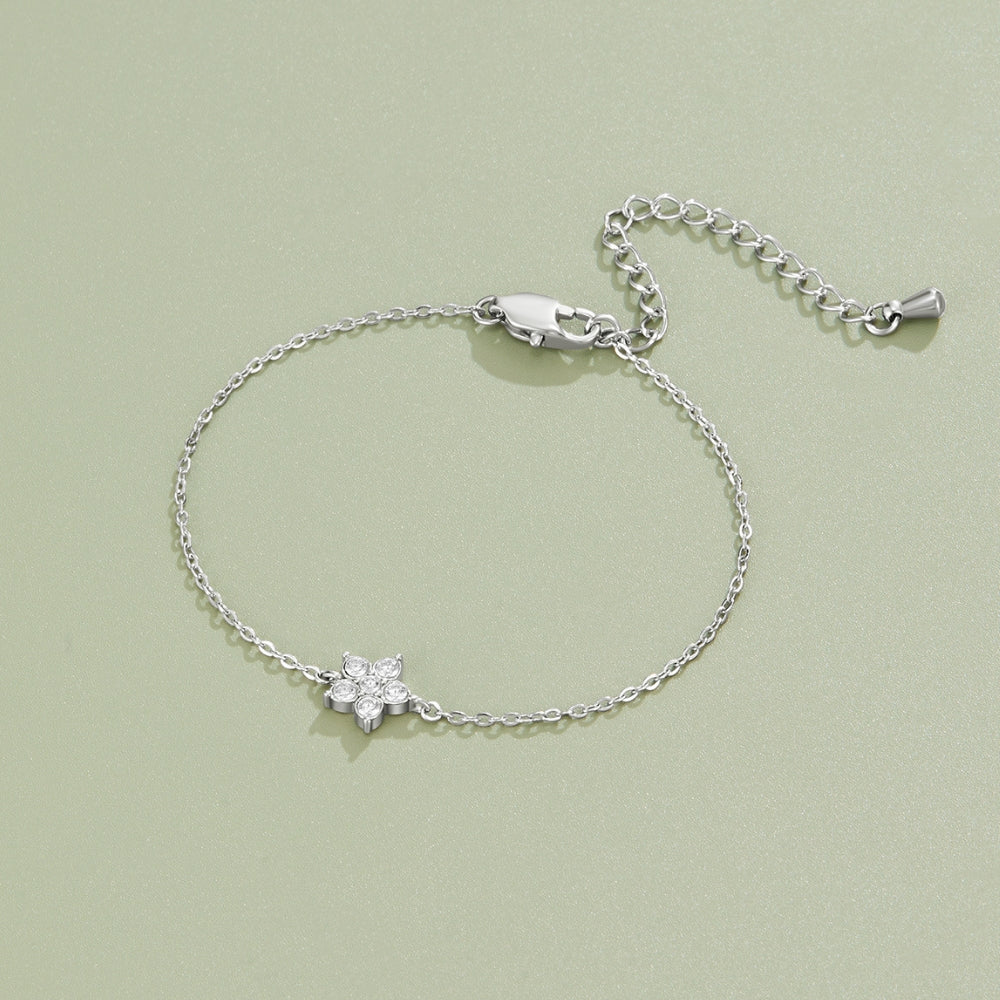 Elara Crystal Bloom Silver Bracelet
