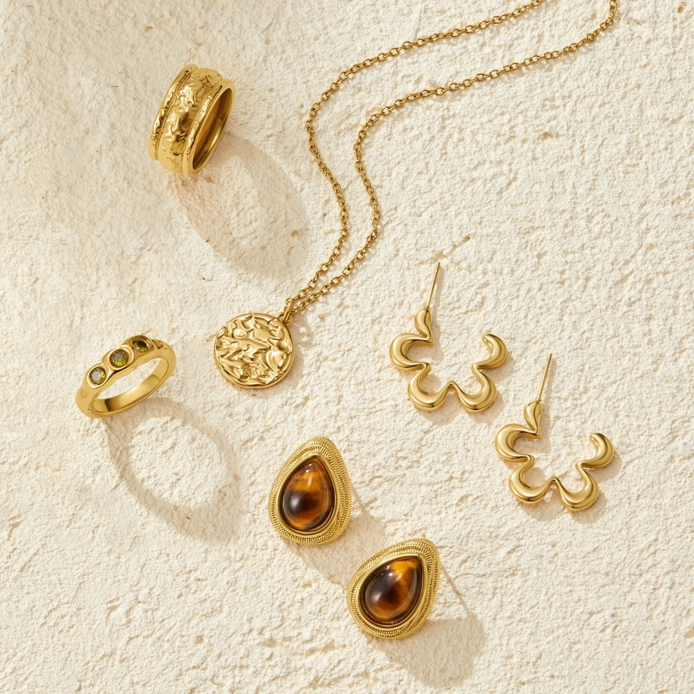 Geometric Gold Flower Hoop Earrings