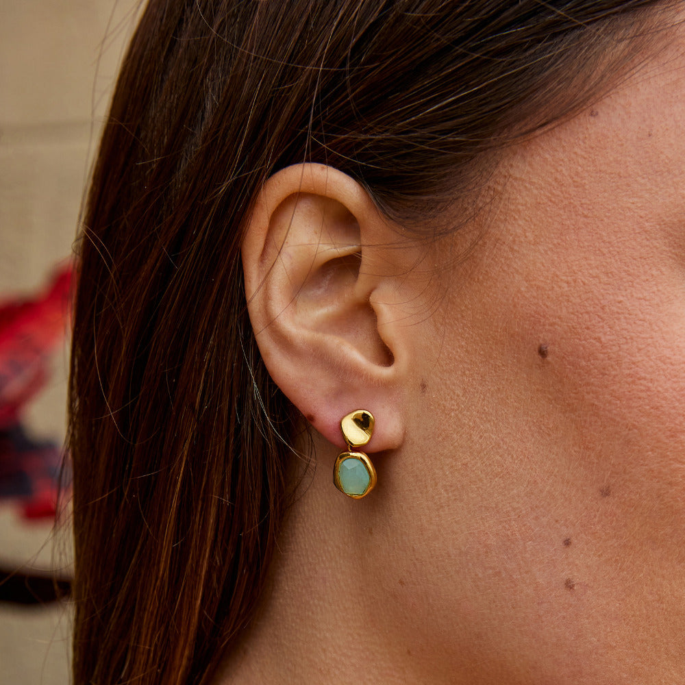 Gold Aquamarine Drop Earrings - Beautiful Earth Boutique