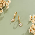 Gold Crystal Petal Drop Earrings