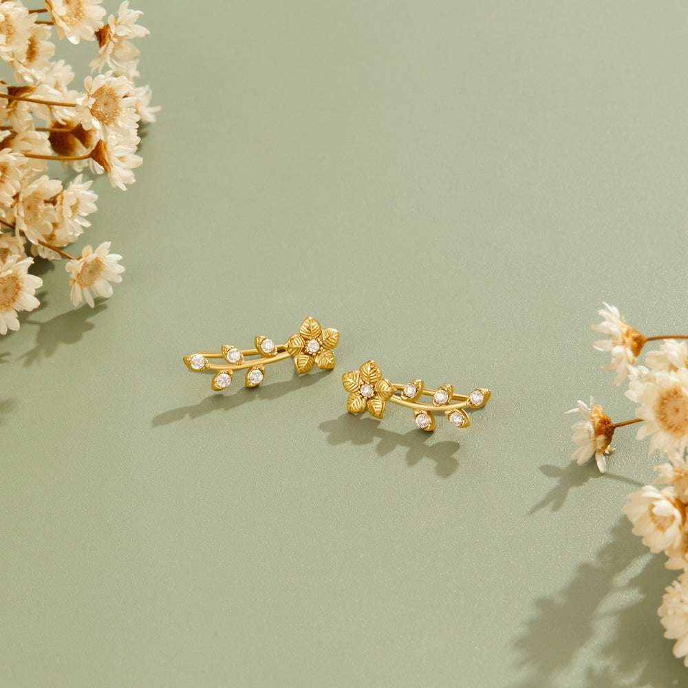 Golden Crystal Vine Earrings