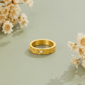 Golden Sculpted Flower Band Ring