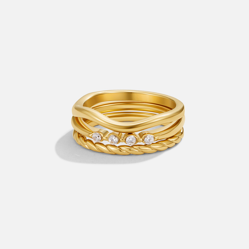 Lia Crystal & Gold Stack Ring