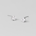 Silver Crystal Clover Stud Earrings