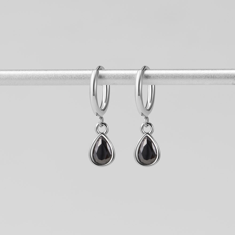 Silver Midnight Teardrop Earrings