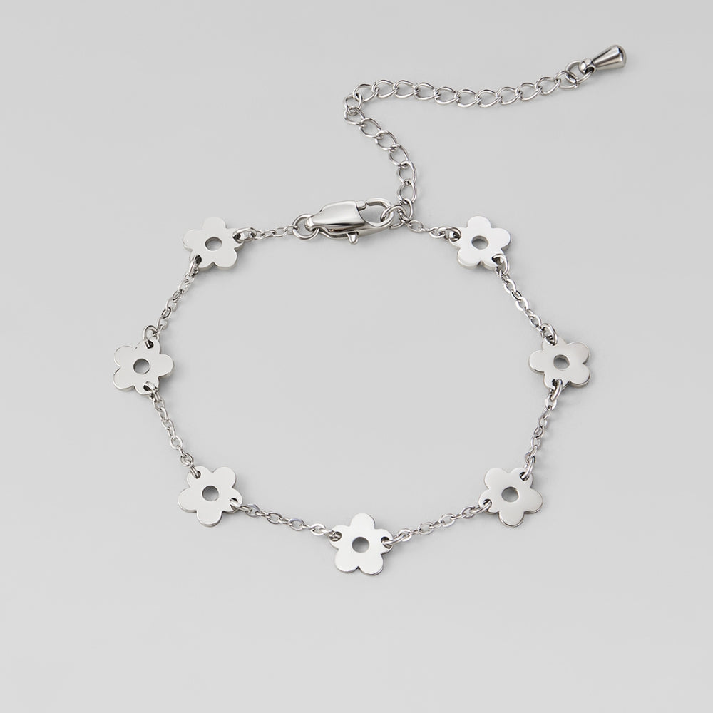 Silver Petal Link Bracelet