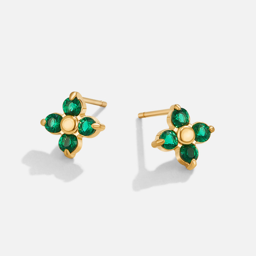 Tiny Emerald Petal Stud Earrings