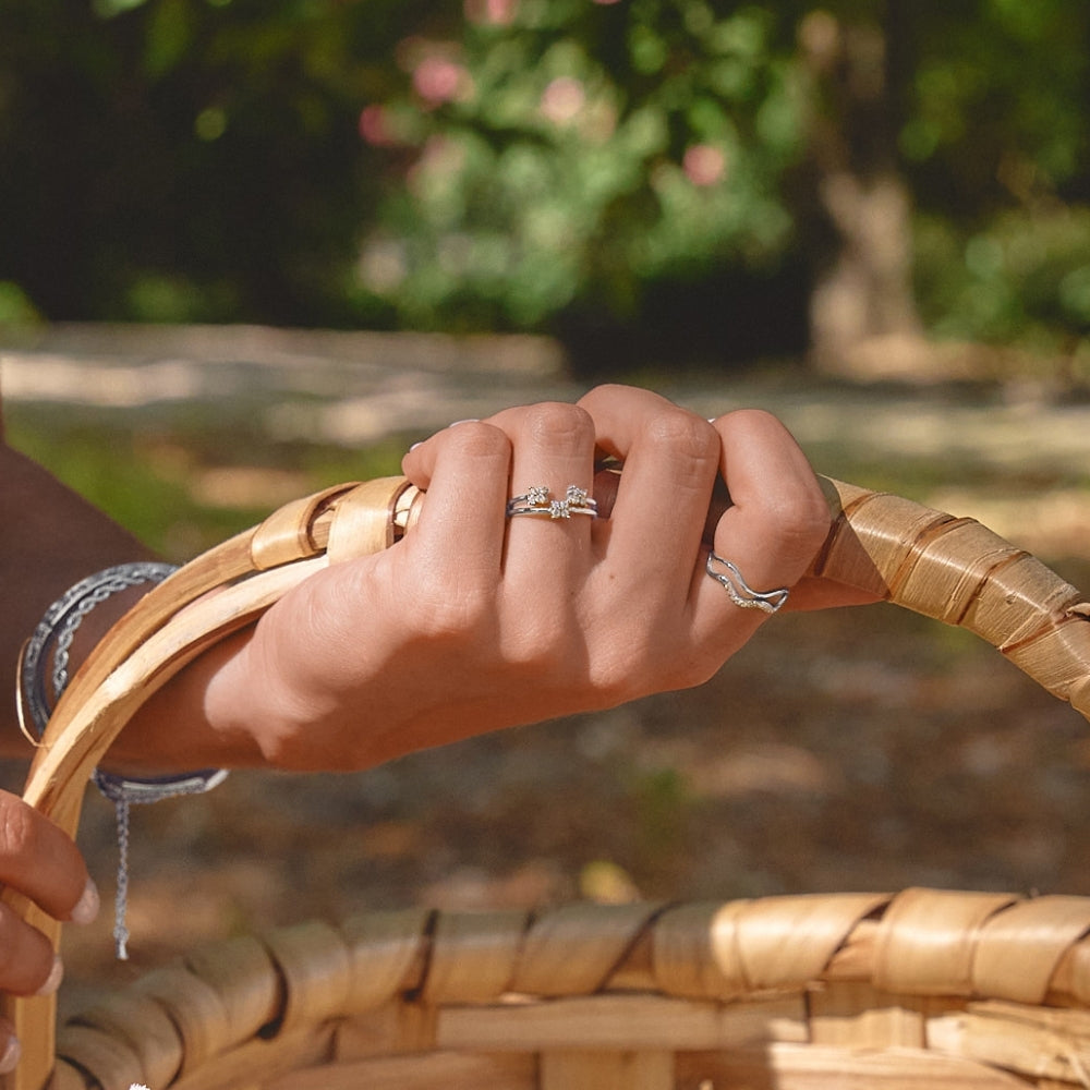Twin Petal Silver Ring