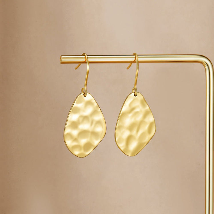 Amaya Hammered Gold Drop Earrings - Beautiful Earth Boutique