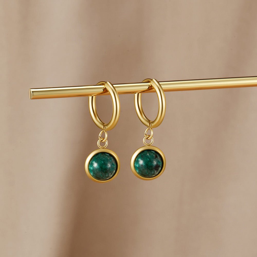 Amelia Green Stone Hoop Earrings - Beautiful Earth Boutique