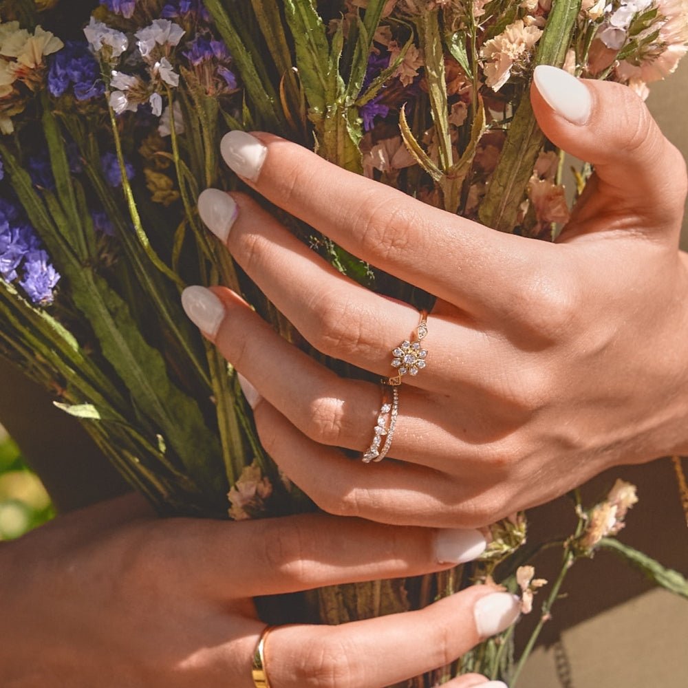 Aurora Crystal Flower Ring - Beautiful Earth Boutique
