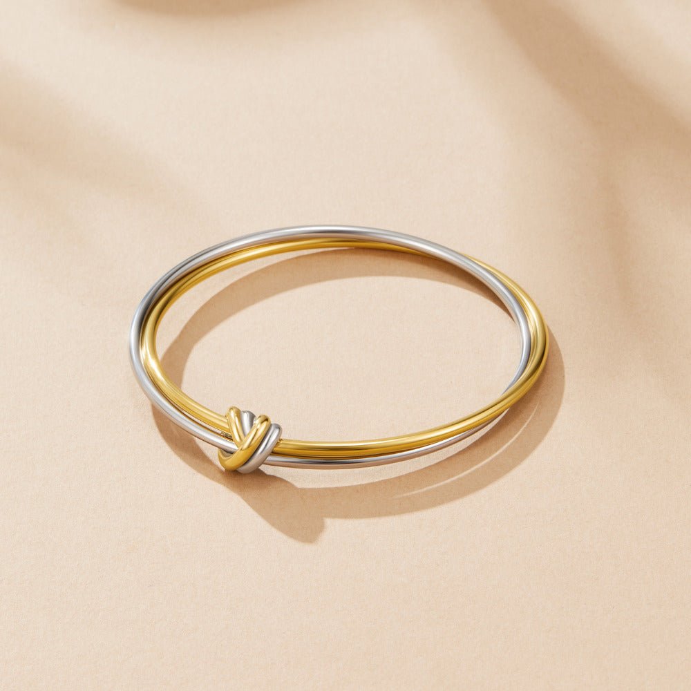 Ava Two-Toned Twisted Bangle - Beautiful Earth Boutique