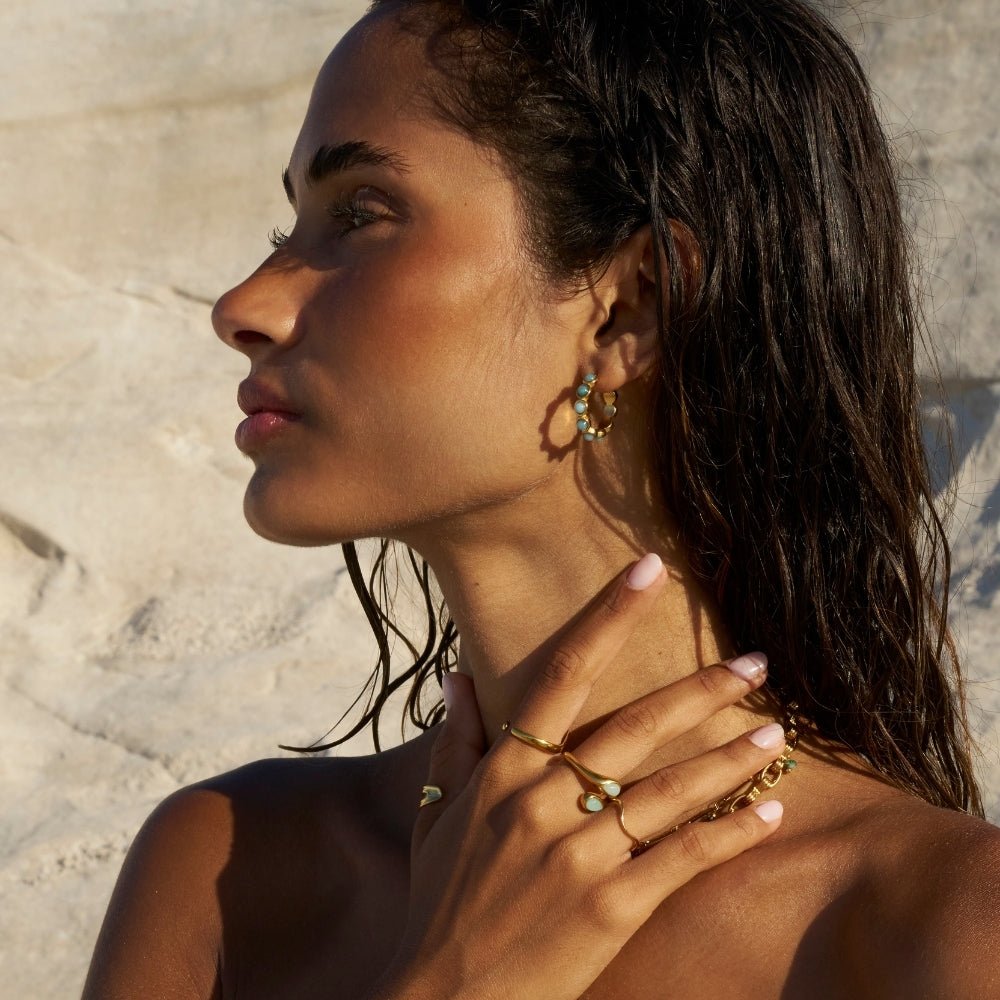 Classic Amazonite Hoop Earrings - Beautiful Earth Boutique