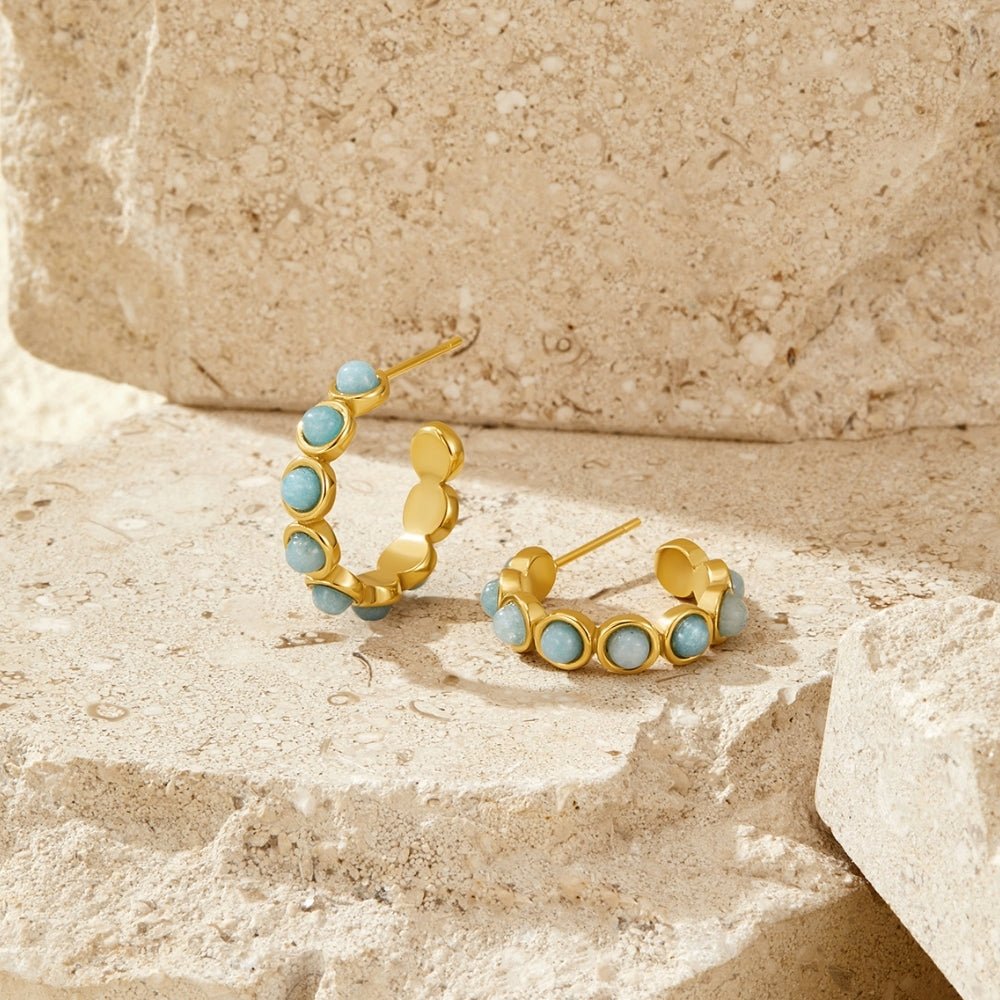 Classic Amazonite Hoop Earrings - Beautiful Earth Boutique