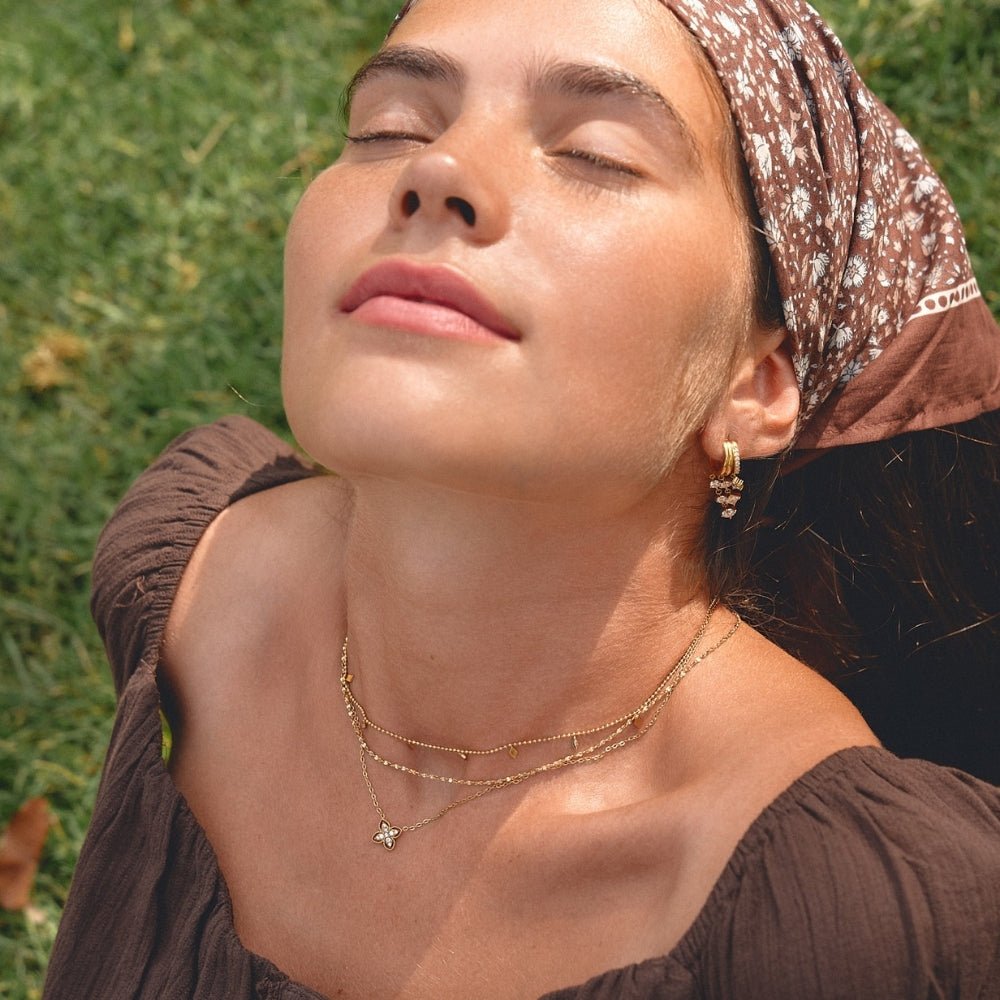 Crystal Bloom Triple Layered Earrings - Beautiful Earth Boutique