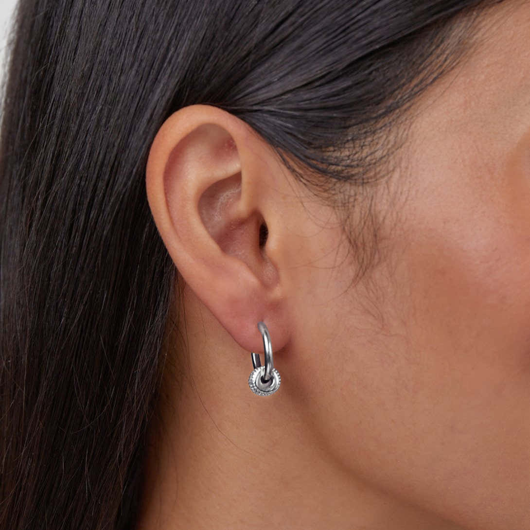 Gigi Crystal Silver Hoop Earrings