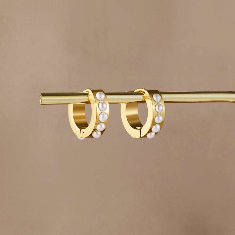 Gold Eula Pearl Hoop Earrings - Beautiful Earth Boutique