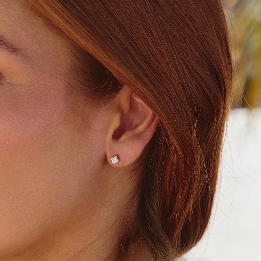 Golden Crystal Clover Stud Earrings - Beautiful Earth Boutique