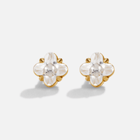 Golden Crystal Clover Stud Earrings - Beautiful Earth Boutique