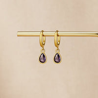 Golden Purple Teardrop Earrings - Beautiful Earth Boutique