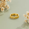 Golden Sculpted Flower Band Ring - Beautiful Earth Boutique