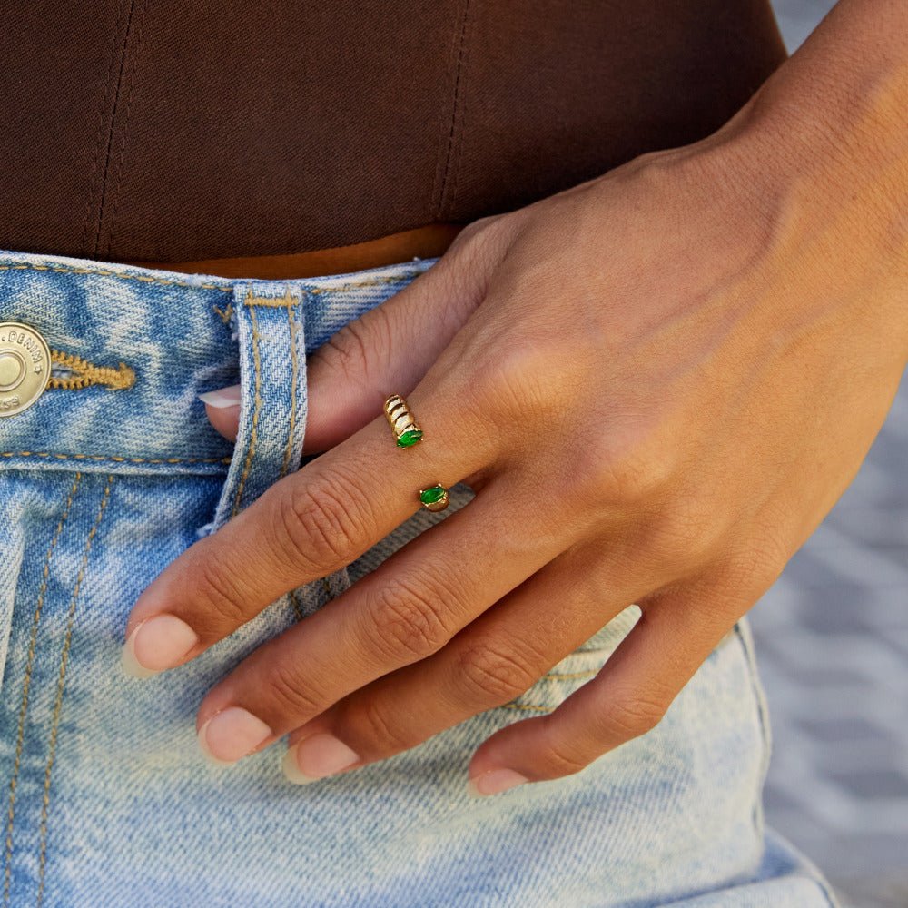 Green Emerald Cuff Ring - Beautiful Earth Boutique
