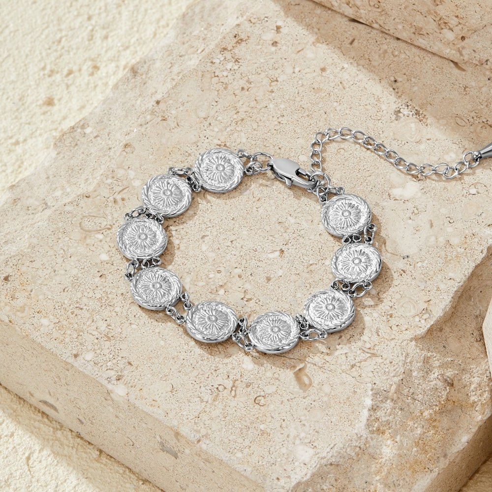 Lara Silver Medallion Bracelet - Beautiful Earth Boutique