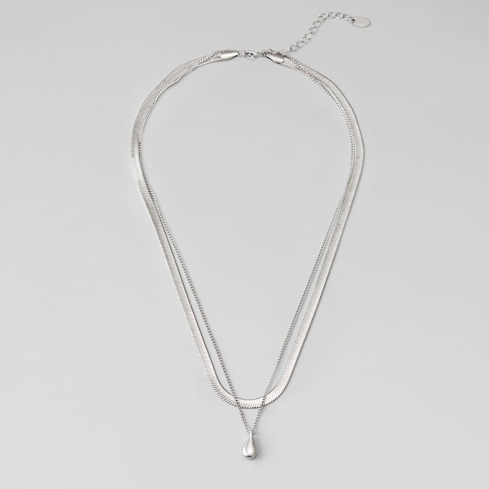 Layered Silver Bella Teardrop Necklace - Beautiful Earth Boutique