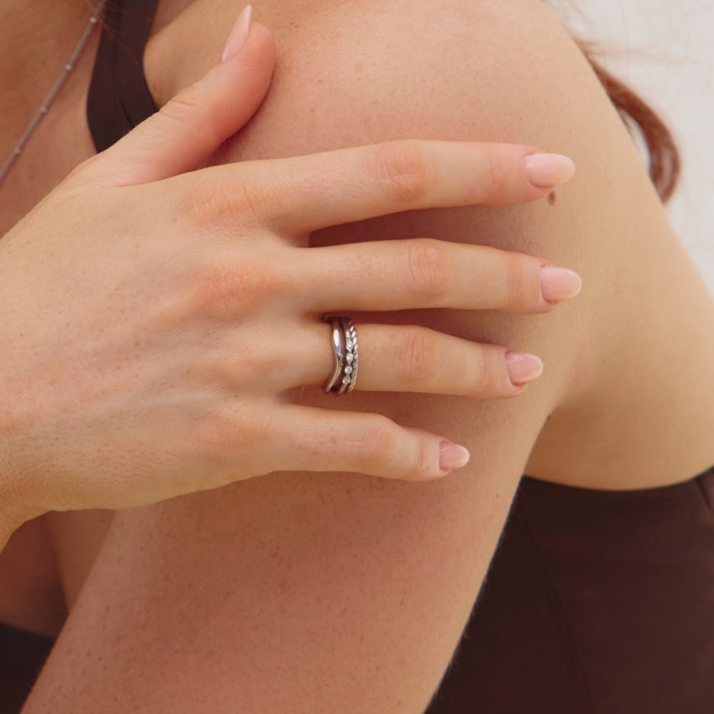 Lia Crystal & Silver Stack Ring - Beautiful Earth Boutique