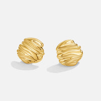 Lila Pleated Gold Button Earrings - Beautiful Earth Boutique