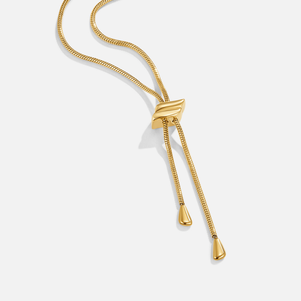 Lola 18K Gold Lariat Necklace - Beautiful Earth Boutique