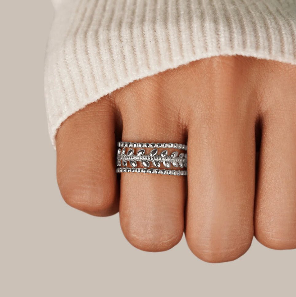 Marissa Layered Silver Leaf Ring - Beautiful Earth Boutique