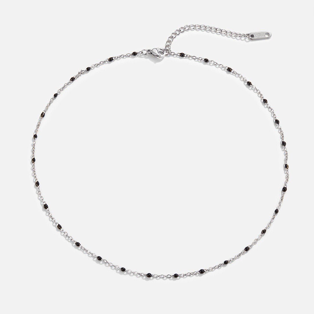 Mila Black Bead Silver Necklace - Beautiful Earth Boutique
