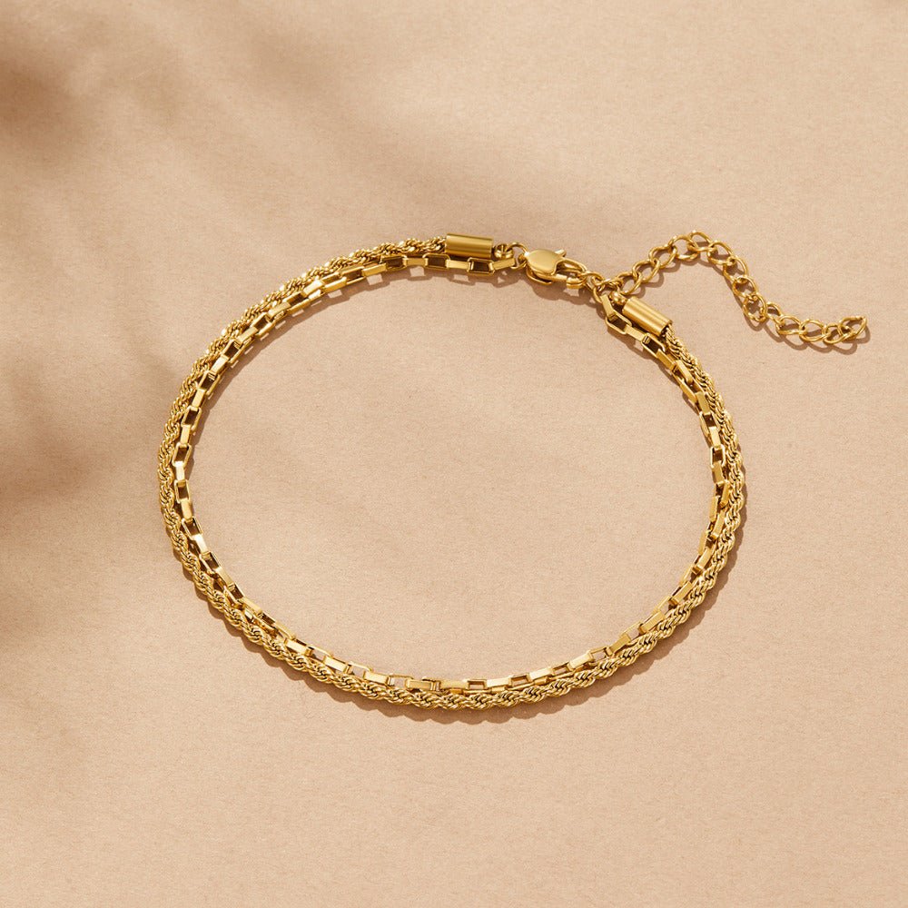 Nora Layered Box Chain Anklet - Beautiful Earth Boutique