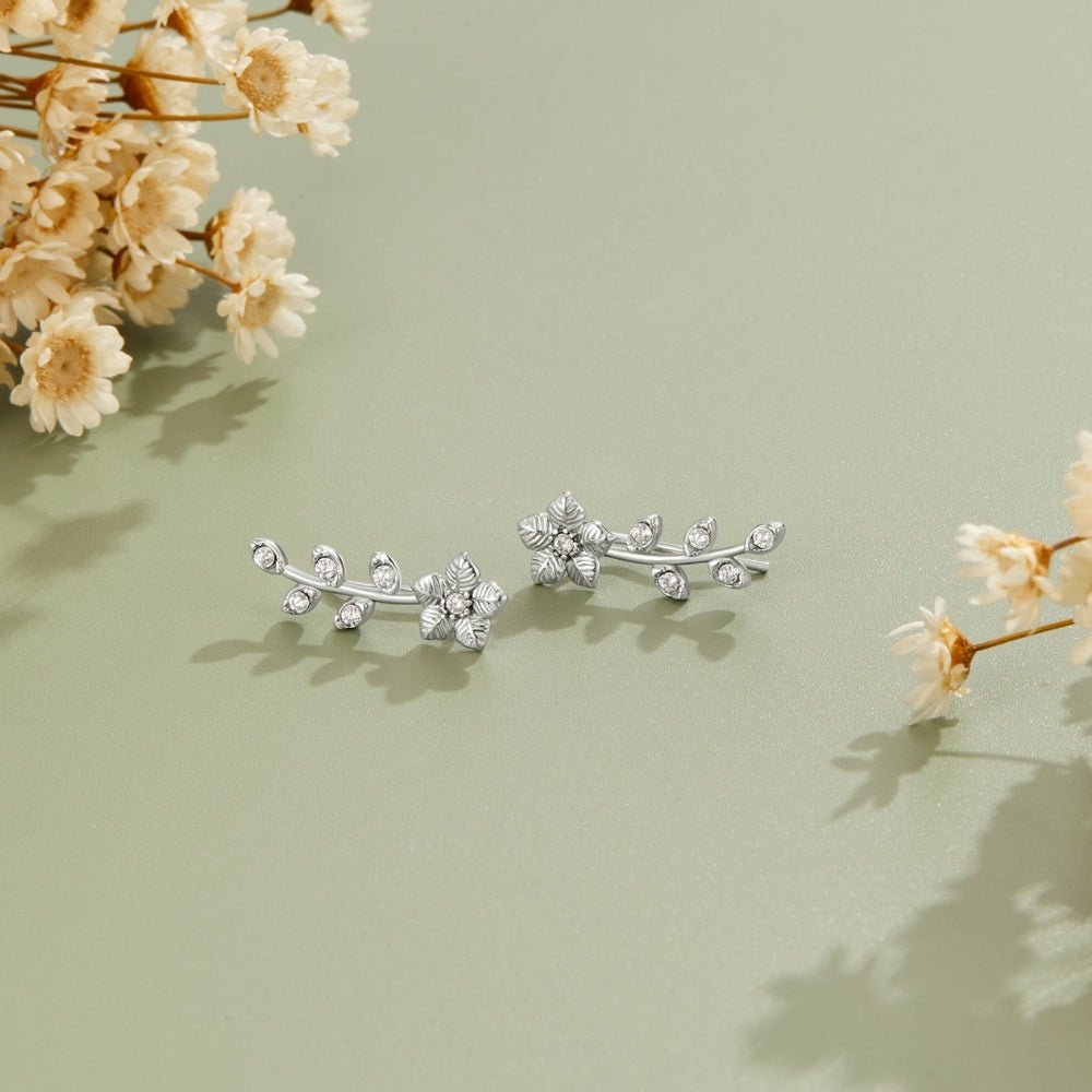 Silver Crystal Vine Earrings - Beautiful Earth Boutique