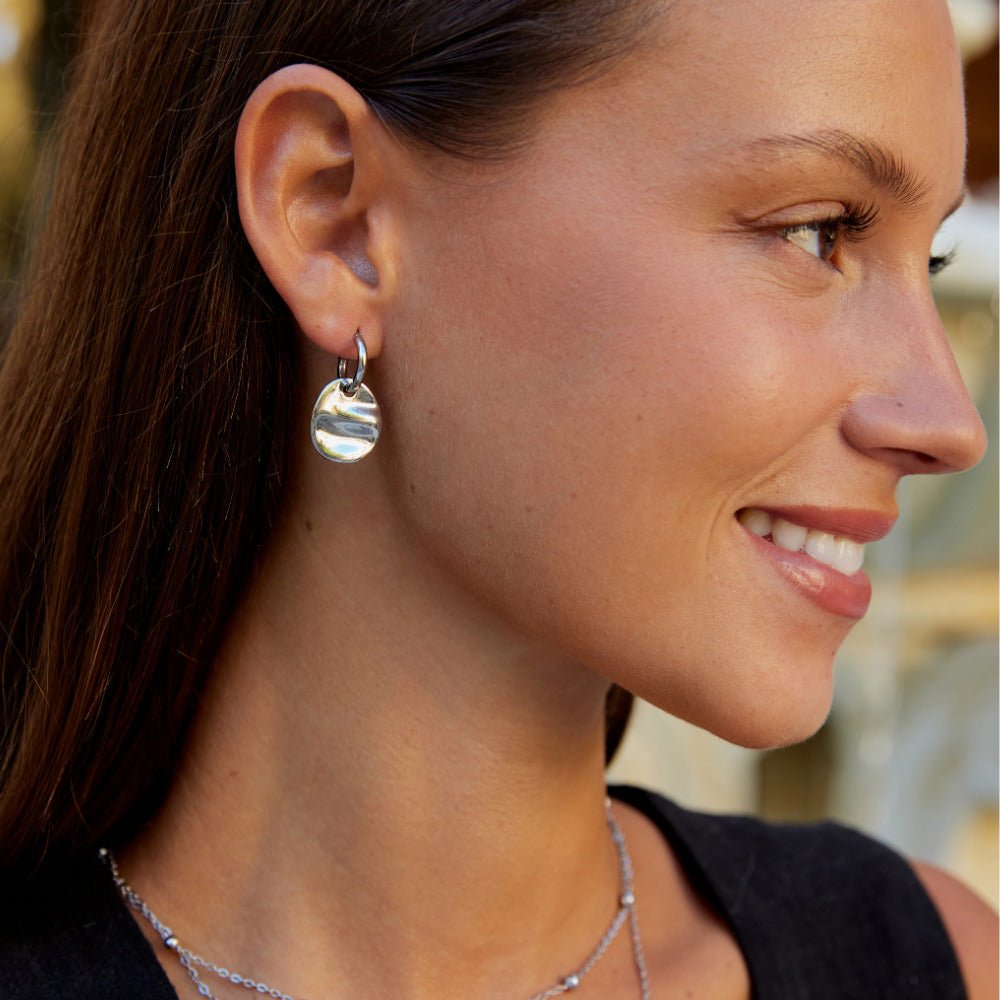 Silver Disc Drop Earrings - Beautiful Earth Boutique