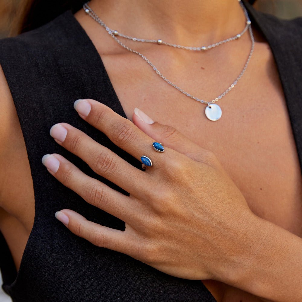 Silver Lapis Lazuli Wrap Ring - Beautiful Earth Boutique